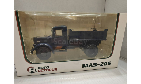 МАЗ 205 самосвал синий Автоистория 100701, масштабная модель, Автоистория (АИСТ), 1:43, 1/43