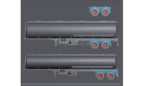 Полуприцеп цистерна (прицеп бочка) TEXACO чёрная - 1/43, масштабная модель, еМ, Peterbilt, scale43