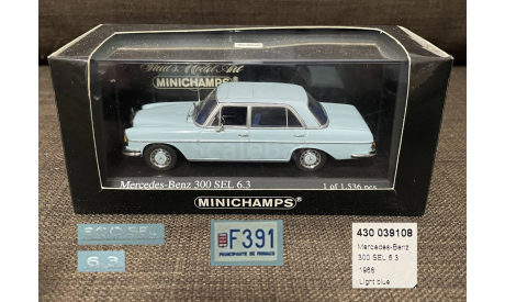 SALE!!! Mercedes 300 SEL 6.3 (W108/109) голубой -  Minichamps  1/43, масштабная модель, Mercedes-Benz, scale43