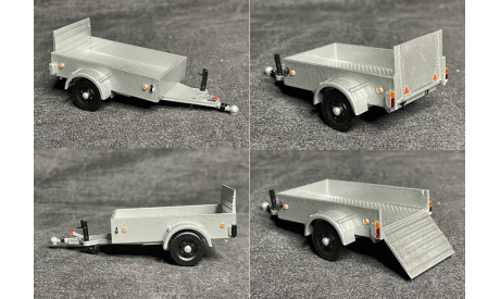 кит ПРИЦЕП легковой малый 1 / 2 осей -   1:43, масштабная модель, Hand Made 3D, eM, 1/43