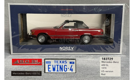 1/18 Mercedes 450SL (R107) USA-version красный  - NOREV, масштабная модель, Mercedes-Benz, scale18