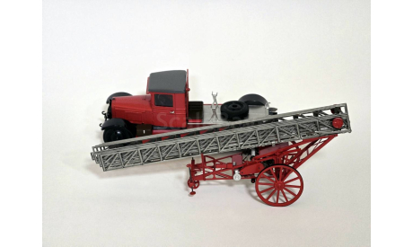 Автомеханическая съёмная стальная лестница Метц на шасси ЗиС-11, 1936г., масштабная модель, СарЛаб, 1:43, 1/43