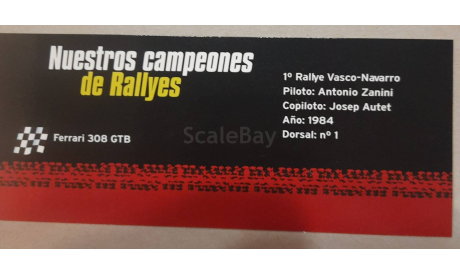 FERRARI 308 GTB   RALLY VASCO NAVARRO   -   1984 # 1, масштабная модель, Altaya, 1:43, 1/43