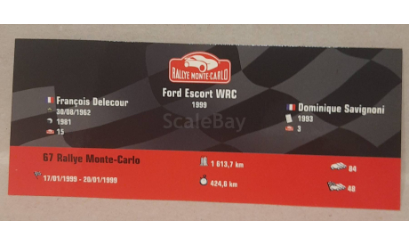 FORD ESCORT WRC    Rallye Monte -Carlo 1999   № 19, масштабная модель, Altaya Rally, scale43