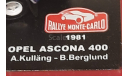 OPEL ASCONA 400   Rallye Monte -Carlo 1981   № 11, масштабная модель, Altaya Rally, scale43