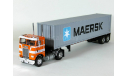 White Freightliner COE с п/прицепом контейнеровоз, MAERSK, 1979 - Altaya American Truck - 1:43, масштабная модель, scale43