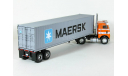 White Freightliner COE с п/прицепом контейнеровоз, MAERSK, 1979 - Altaya American Truck - 1:43, масштабная модель, scale43