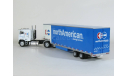 Freightliner FLA 9664 6x4 + полуприцеп фургон джамбо, NorthAmerican, 1985 - Altaya American Truck - 1:43, масштабная модель, scale43