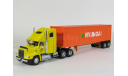 Freightliner FLD 112 6x4 + полуприцеп контейнеровоз, HYUNDAI, 1993 - Altaya American Truck - 1:43, масштабная модель, scale43