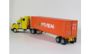 Freightliner FLD 112 6x4 + полуприцеп контейнеровоз, HYUNDAI, 1993 - Altaya American Truck - 1:43, масштабная модель, scale43