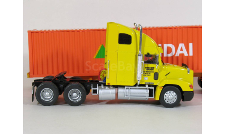 Freightliner FLD 112 6x4 + полуприцеп контейнеровоз, HYUNDAI, 1993 - Altaya American Truck - 1:43, масштабная модель, scale43