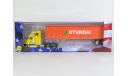 Freightliner FLD 112 6x4 + полуприцеп контейнеровоз, HYUNDAI, 1993 - Altaya American Truck - 1:43, масштабная модель, scale43