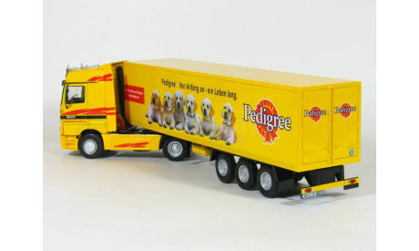 Mercedes-Benz Actros 1843 MK I + полуприцеп фургон рефрижератор, Pedigree, yellow, 1996-2002 - Altaya тягачи мира - 1:43, масштабная модель, scale43