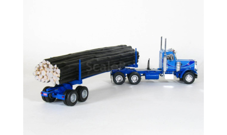 Peterbilt 359 6x4 + полуприцеп лесовоз с бревнами, 1980 - Altaya American Truck - 1:43, масштабная модель, 1/43