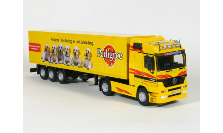 Mercedes-Benz Actros 1843 MK I + полуприцеп фургон рефрижератор, Pedigree, yellow, 1996-2002 - Altaya тягачи мира - 1:43, масштабная модель, scale43