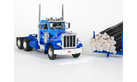 Peterbilt 359 6x4 + полуприцеп лесовоз с бревнами, 1980 - Altaya American Truck - 1:43, масштабная модель, 1/43