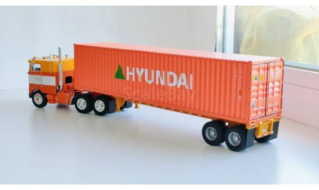 Peterbilt 352 H 6x4 + полуприцеп контейнеровоз, HYUNDAI, 1979-1993 - Altaya American Truck - 1:43, масштабная модель, scale43
