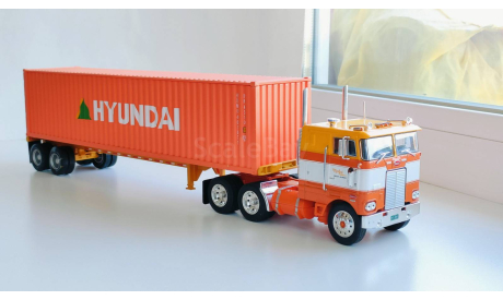Peterbilt 352 H 6x4 + полуприцеп контейнеровоз, HYUNDAI, 1979-1993 - Altaya American Truck - 1:43, масштабная модель, scale43