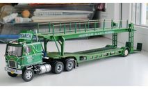 Гибрид GMC Astro 95 6x4 + полуприцеп автовоз, 1975 - Altaya American Truck - 1:43, масштабная модель, scale43