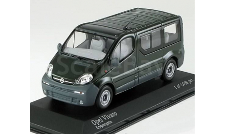 1:43 Opel Vivaro bus 2001 darkgreen-metallic L.E.1008 pcs. 430 040510 RAR, масштабная модель, 1/43, Minichamps