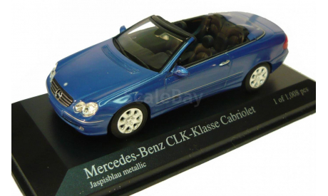 1:43 Mercedes-Benz CLK-Klasse Cabrio 2003 Blue Metallic L.Е.1008pcs., масштабная модель, 1/43, Minichamps