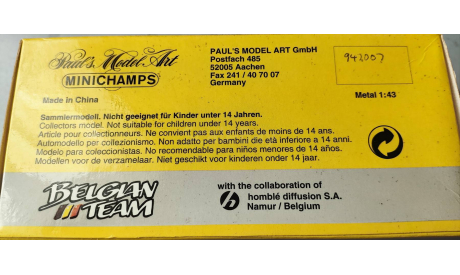 BMW 318i  318 i  E36  Belgian Team Minichamps, масштабная модель, scale43