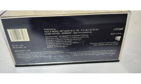 Williams Nakajima 2008 Race Livery  F1 Minichamps, масштабная модель, scale43