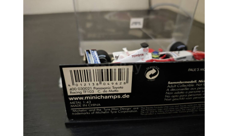 Panasonic Toyota TF103 TF 103 Da Matta  F1 Minichamps 400030021, масштабная модель, scale43