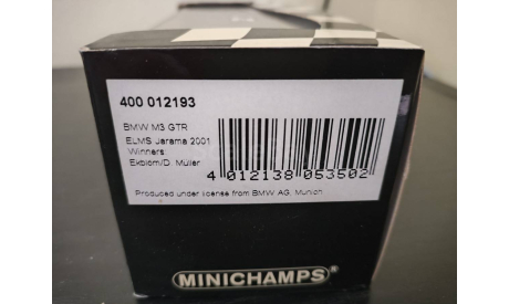 BMW M3 GTR ELMS Jarama 2001 Minichamps 400012193, масштабная модель, scale43