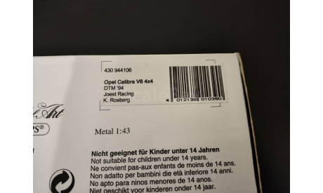 Opel Calibra V6 4*4 DTM 1994 Rosberg  Minichamps 430944106, масштабная модель, scale43