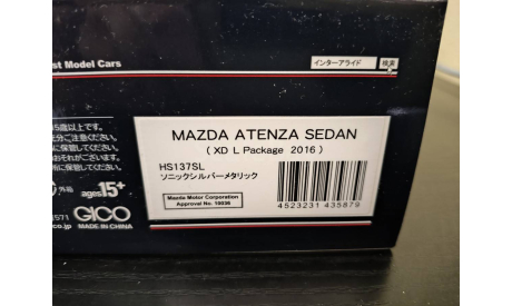 Mazda  6  Atenza Sedan 2016 Hi-Story  HS137SL, масштабная модель, scale43