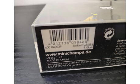 Jordan EJ14 EJ 14 Glock 3rd Driver Minichamps 400040039, масштабная модель, scale43