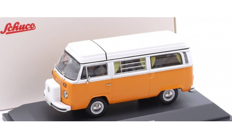 Модель Volkswagen T2 CAMPER (1962) orange + белый 1:43 SCHUCO, масштабная модель, IXO, scale43