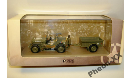 1/43 Jeep Willys MB + прицеп (Atlas), масштабная модель, scale43