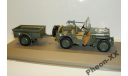 1/43 Jeep Willys MB + прицеп (Atlas), масштабная модель, scale43