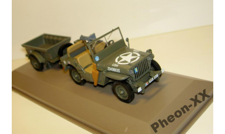 1/43 Jeep Willys MB + прицеп (Atlas), масштабная модель, scale43