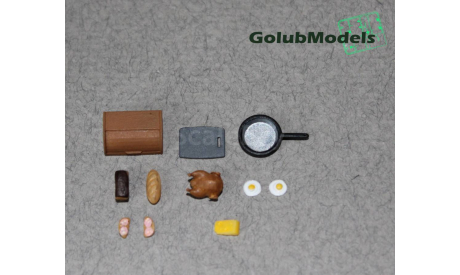 Набор еды и посуды 1:43, элементы для диорам, GolubModels, 1/43