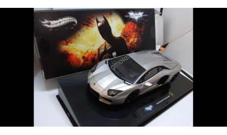 823 Hot Wheels Elite Lamborghini Aventador 1:43 Batman The Dark Knight Rises, масштабная модель, scale43