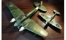 Pro built Monogram 1/48 Heinkel He 111 H-6 BONUS Tamiya 1/48 Spitfire, сборные модели авиации, Italeri, scale48