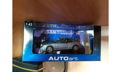 Nissan Skyline GT-R V-spec II от AutoArt, масштабная модель, 1:43, 1/43