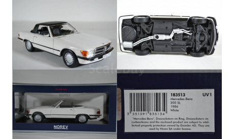 MERCEDES-BENZ 300SL (R107) 1986 белый, масштабная модель, Norev, 1:18, 1/18