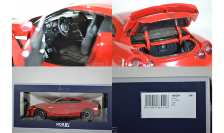 Nissan GT-R (R-35) 2008 красный, масштабная модель, Norev, 1:18, 1/18