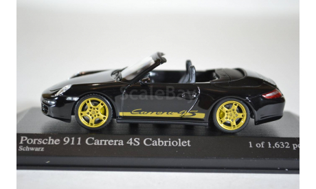 PORSCHE 911 CARRERA 4S CABRIOLET 2005 BLACK, масштабная модель, Minichamps, scale43