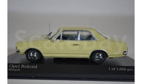 Opel REKORD C 1966 желтый, масштабная модель, Minichamps, scale43