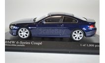 BMW 6-SERIES COUPE E63 2006 DARK BLUE, масштабная модель, Minichamps, 1:43, 1/43