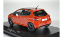 PEUGEOT 208 (рестайлинг) 2015 оранжевый, масштабная модель, Norev, 1:43, 1/43