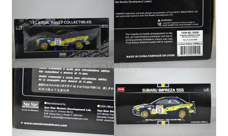 Subaru Impreza 1996 555 #13 P.BourneG.Vincent Rally Australia, масштабная модель, Sunstar, 1:18, 1/18