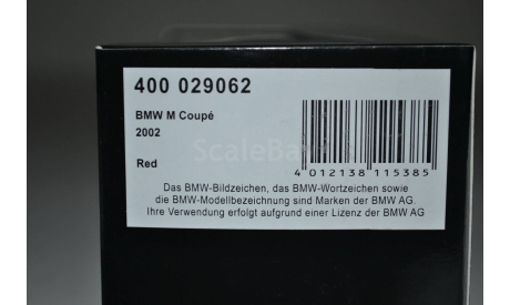 BMW M Coupe 2002 (029062), масштабная модель, Minichamps, 1:43, 1/43