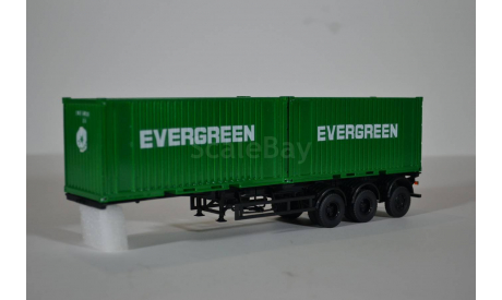 контейнер  20 футов EVERGREEN с  полуприцепом-контейнеровозом МАЗ-938920, сборная модель автомобиля, ИВ Models, scale43