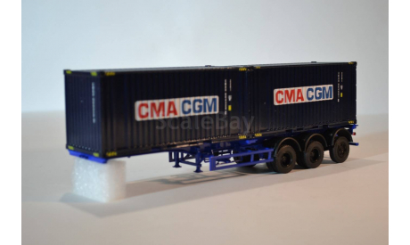 контейнер  20 футов CGM CMA с  полуприцепом-контейнеровозом МАЗ-938920, сборная модель автомобиля, ИВ Models, 1:43, 1/43